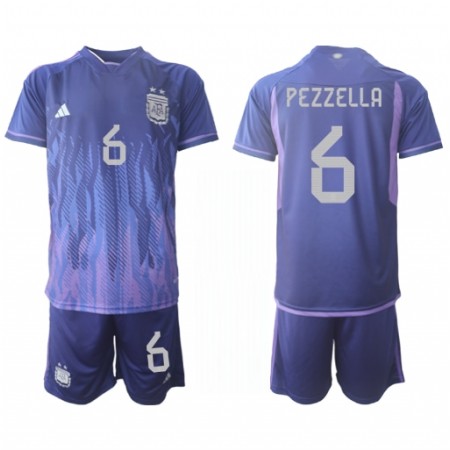 Fotbalový Komplet Argentina German Pezzella 6 Dětské Venkovní Mistrovství Světa 2022 Krátký Rukáv (+ trenýrky)